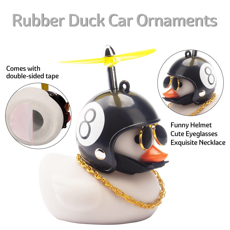 ونوو زينة سيارة على شكل بطة مطاطية من Wonuu - بطة رمادية مع خوذة المروحة ونظارات رائعة - Image 5